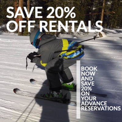 20% off ski and snowboard rentals