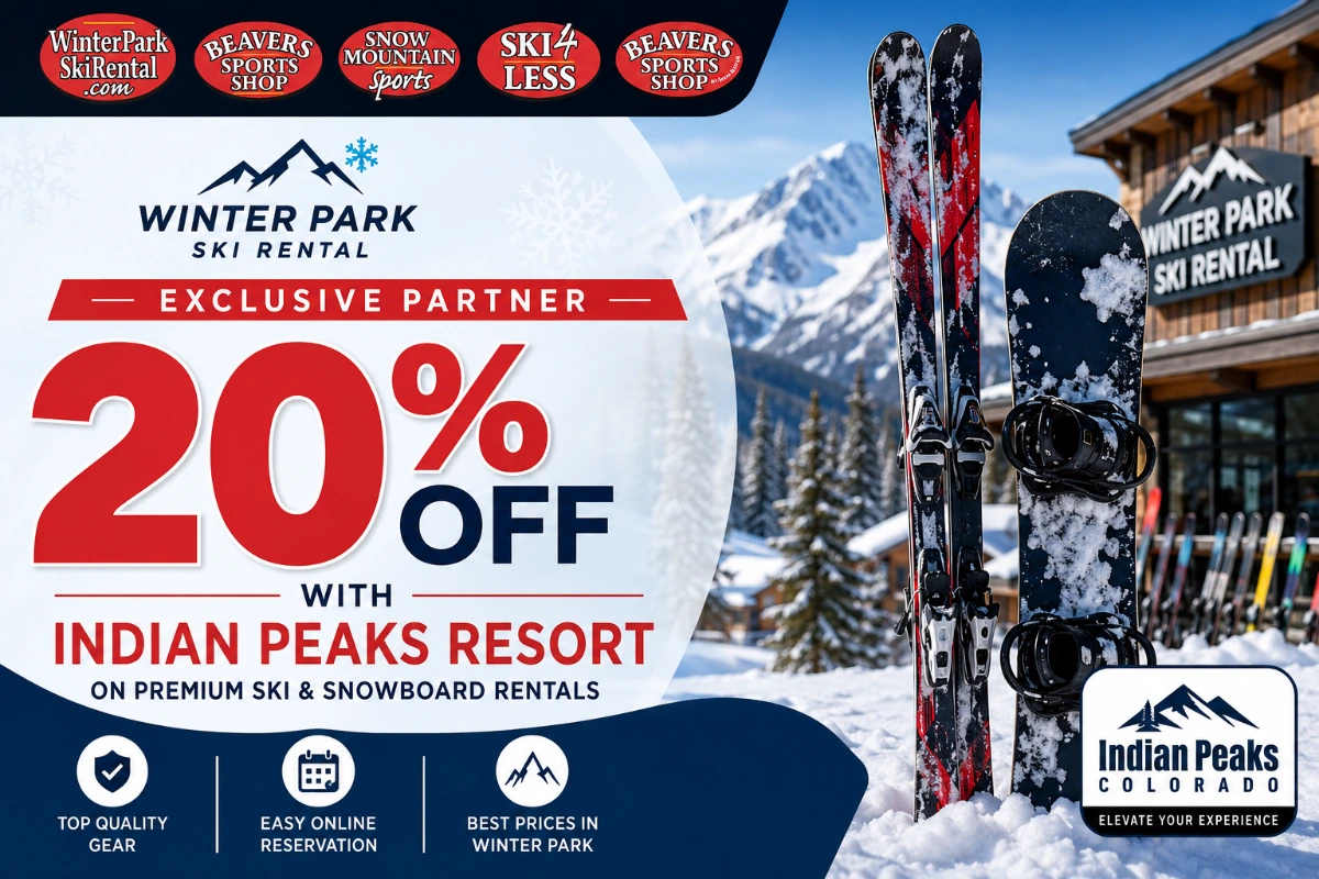20% discount with Indian Peaks Resort on Winter Park Ski Rental
