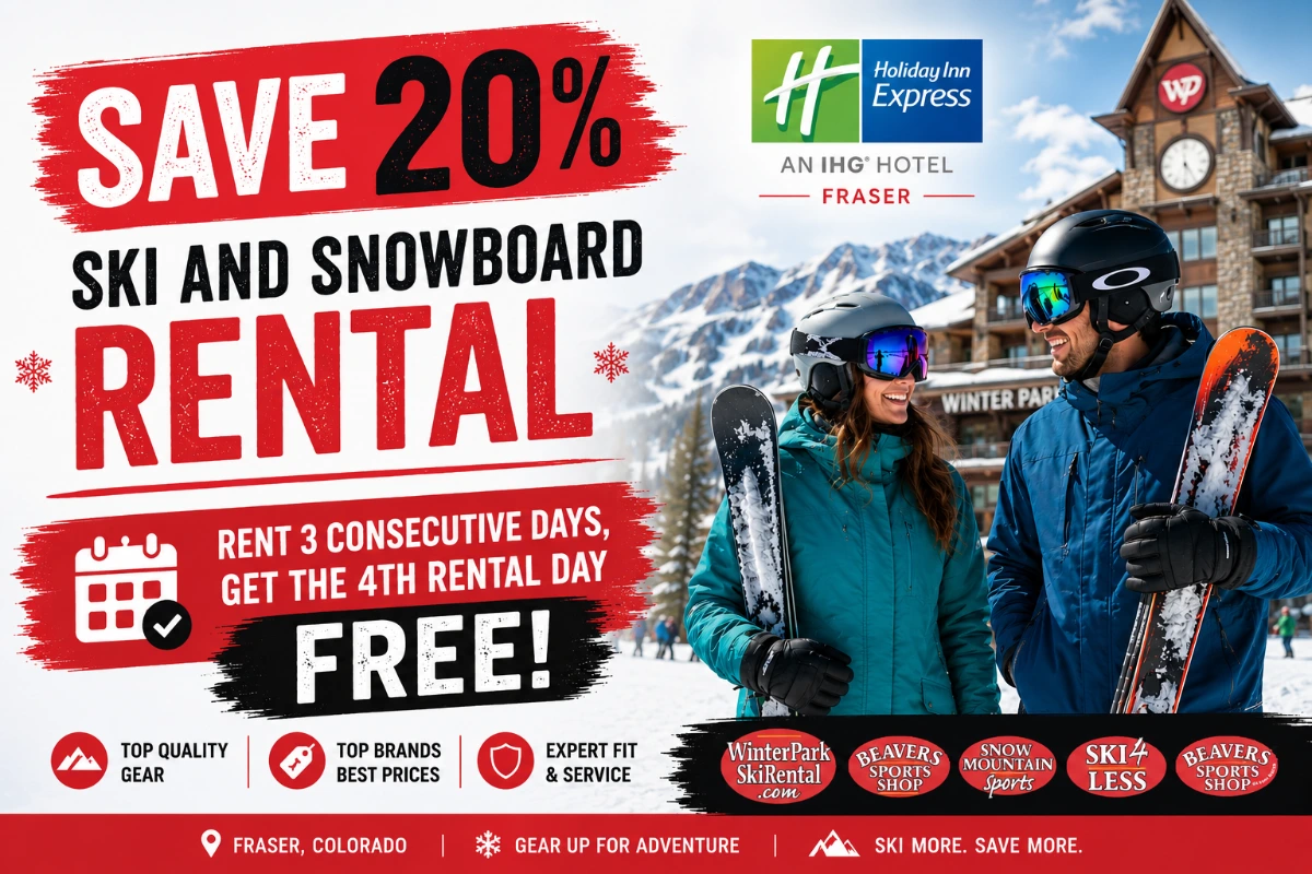 Save 20% Ski And Snowboard Rental – Rent 3 Consecutive Days, Get the 4th Rental Day Free with Holiday Inn Express in Fraser